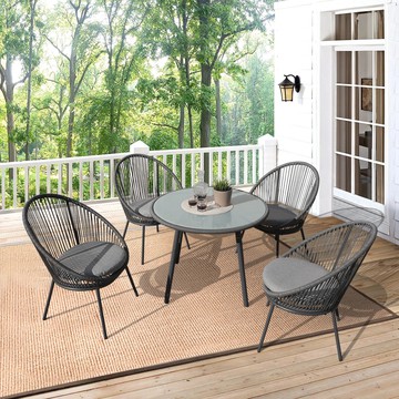VOTION OUTDOOR PATIO SEATING SET 4 CHAIRS AND 1 TABLE SET (GREY)