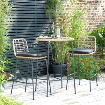 ANDREW OUTDOOR BAR SETS 2 CHAIRS AND 1 TABLE (HONEY + DARK GREY)