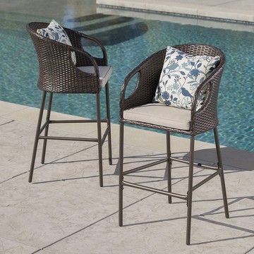 UDINESI OUTDOOR PATIO BAR CHAIR 2 CHAIRS FOR BALCONY (BROWN)